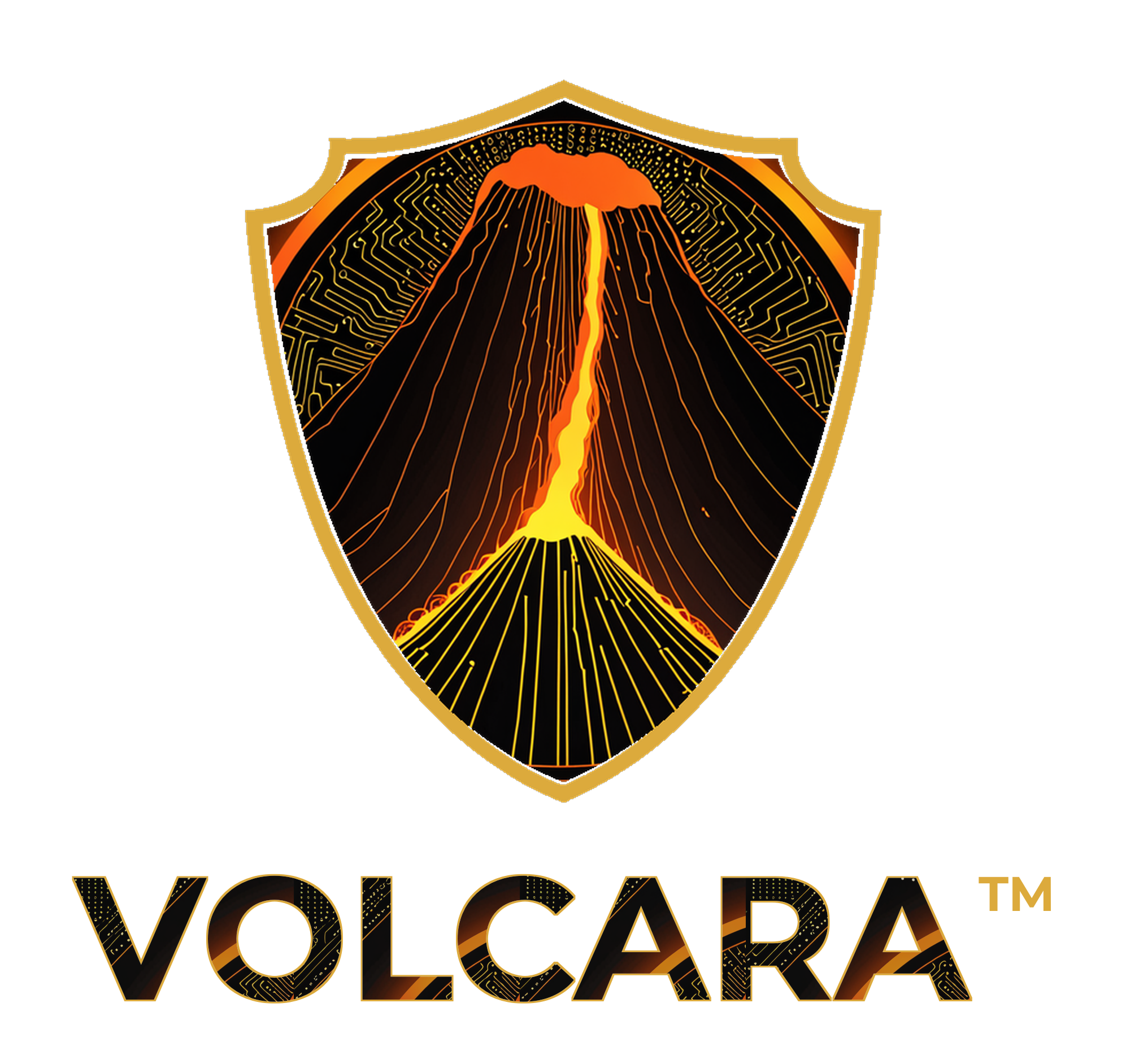 Volcara, shield and wordmark